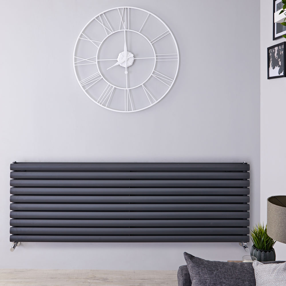 Radiatore di Design Orizzontale Doppio - Antracite - 590mm x 1780mm x 78mm - 2066 Watt - Revive