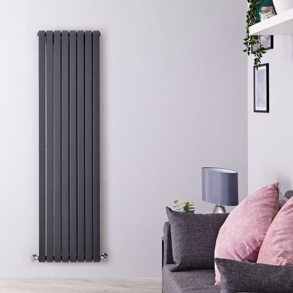Radiatore di Design Verticale Doppio - Antracite - 1780mm x 472mm x 72mm - 1931 Watt - Sloane