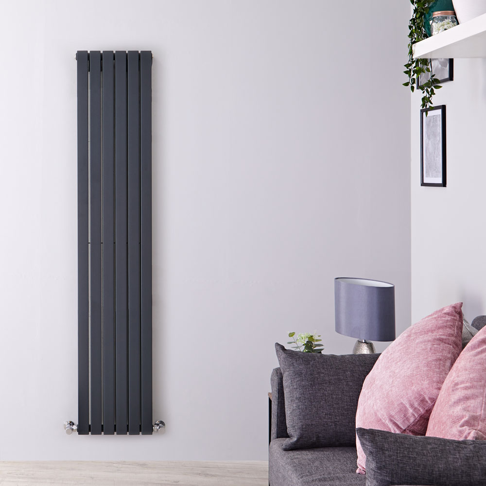 Radiatore di Design Verticale Doppio - Antracite - 1780mm x 354mm x 72mm - 1448 Watt - Sloane