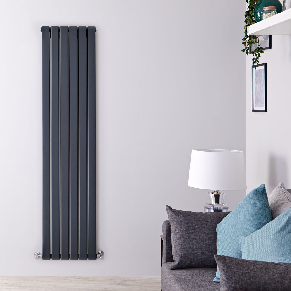 Radiatore di Design Verticale Doppio - Antracite - 1780mm x 420mm x 60mm - 1484 Watt - Delta