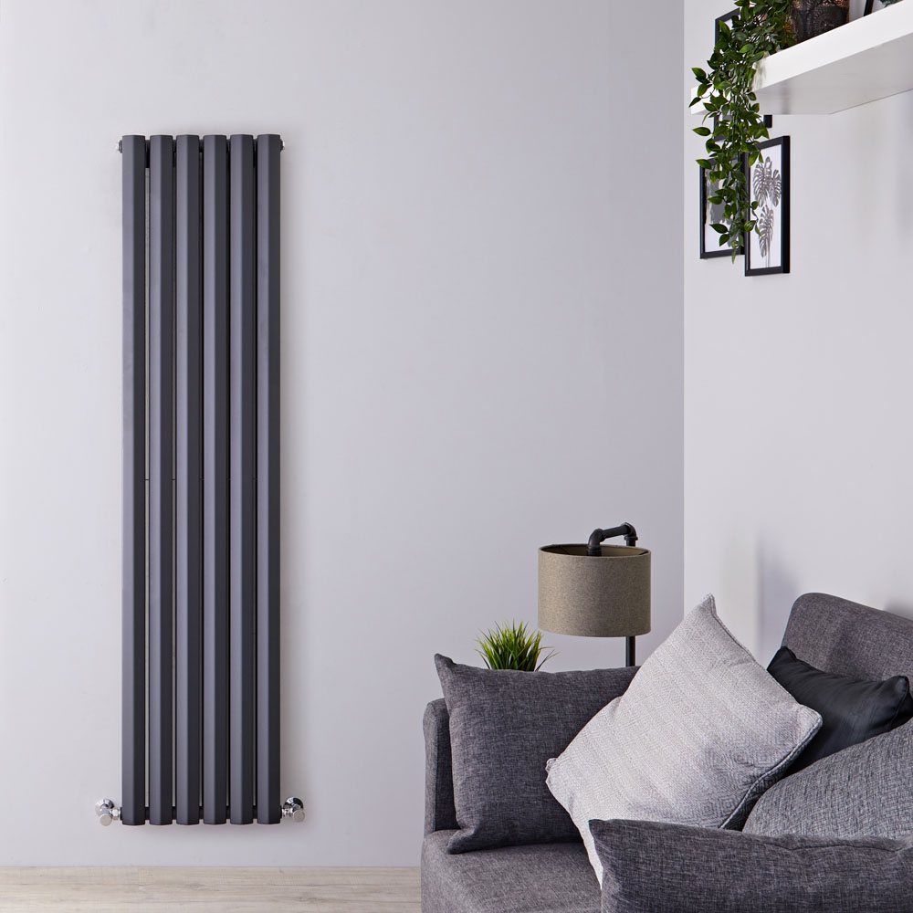 Radiatore di Design Verticale Doppio - Antracite - 1780mm x 420mm x 86mm - 1618 Watt - Rombo