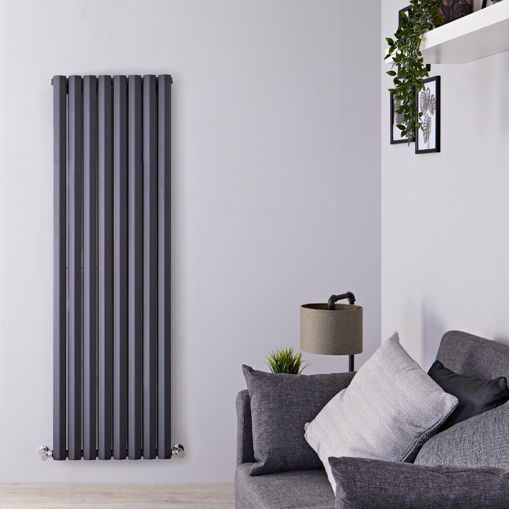 Radiatore di Design Verticale Doppio - Antracite - 1780mm x 560mm x 86mm - 2158 Watt - Rombo
