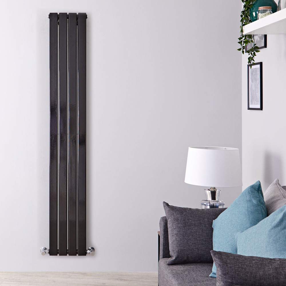 Radiatore di Design Verticale Doppio - Nero Lucido - 1780mm x 280mm x 60mm - 990 Watt - Delta