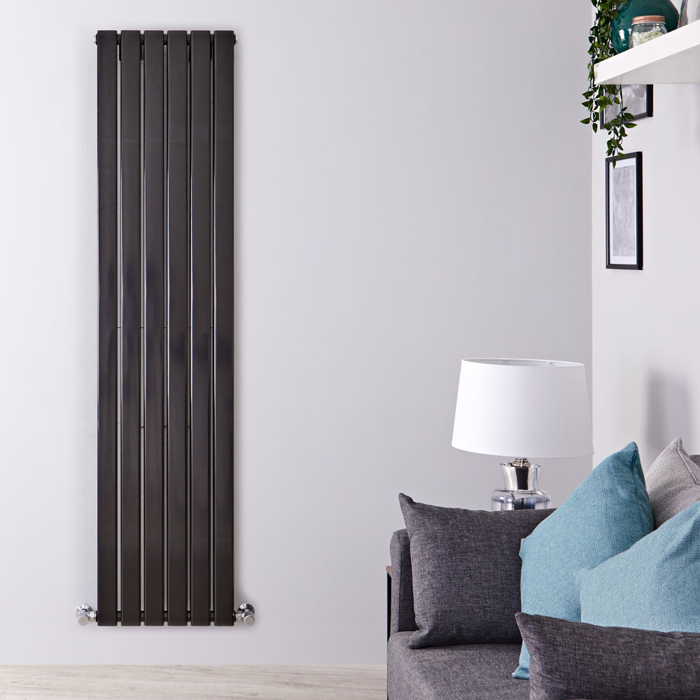 Radiatore di Design Verticale Doppio - Nero Lucido - 1780mm x 420mm x 60mm - 1484 Watt - Delta
