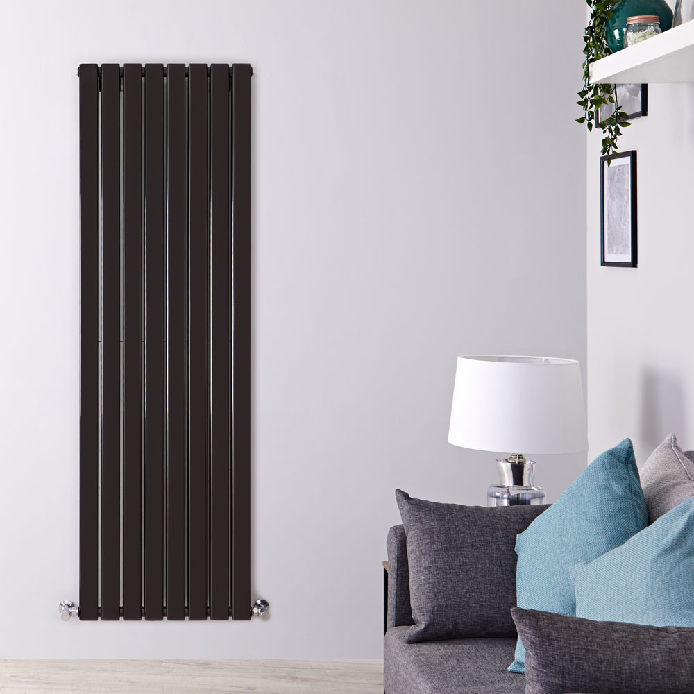 Radiatore di Design Verticale Doppio - Nero Lucido - 1780mm x 560mm x 60mm - 1979 Watt - Delta