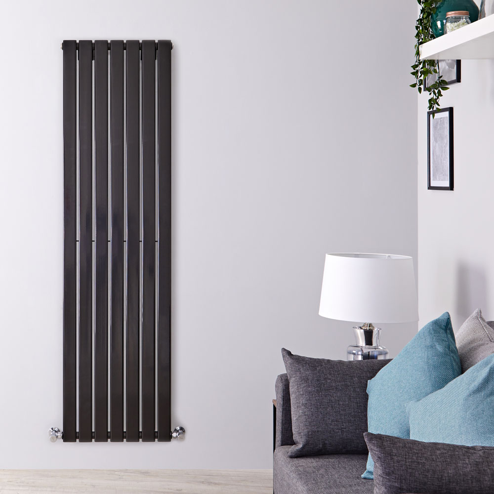Radiatore di Design Verticale - Nero Lucido - 1780mm x 490mm x 47mm - 1152 Watt - Delta