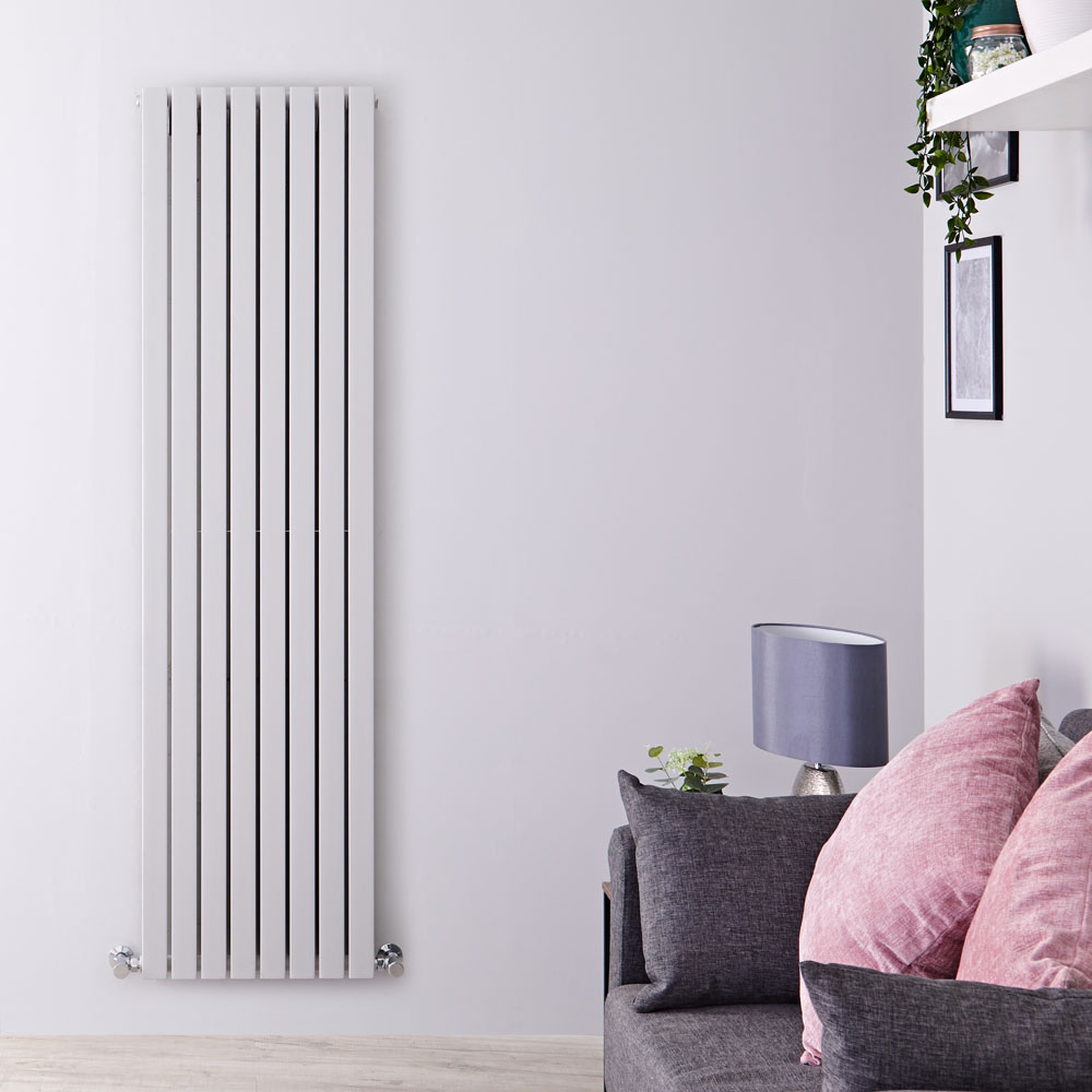Radiatore di Design Verticale Doppio - Grigio Chiaro - 1780mm x 472mm x 72mm - 1931 Watt - Sloane