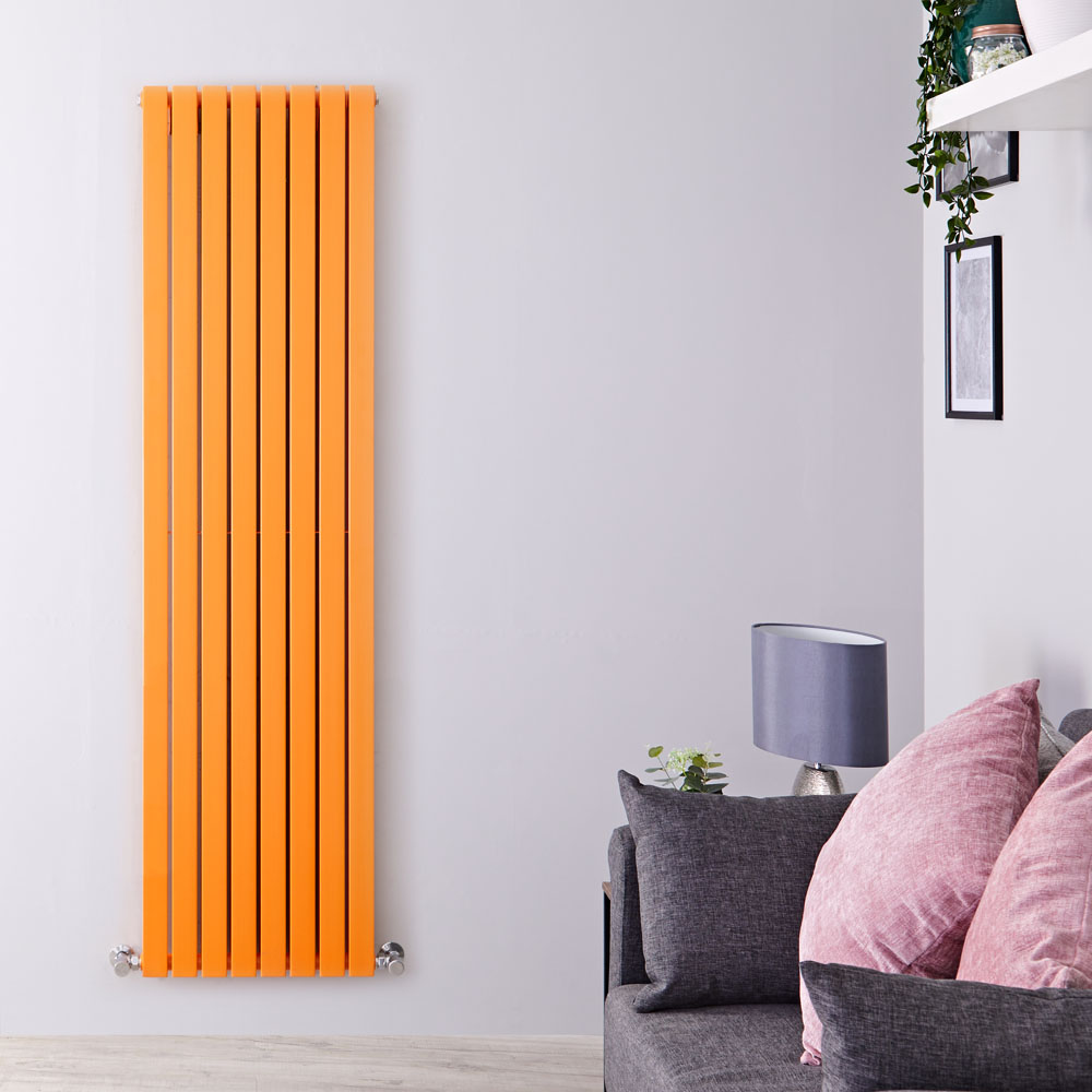 Radiatore di Design Verticale Doppio - Arancione Chiaro - 1780mm x 472mm x 72mm - 1931 Watt - Sloane