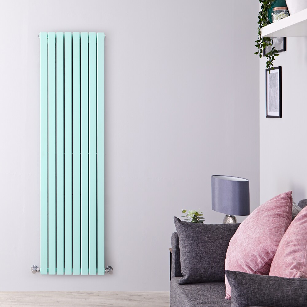 Radiatore di Design Verticale Doppio - Verde Menta Chiaro - 1780mm x 472mm x 72mm - 1931 Watt - Sloane