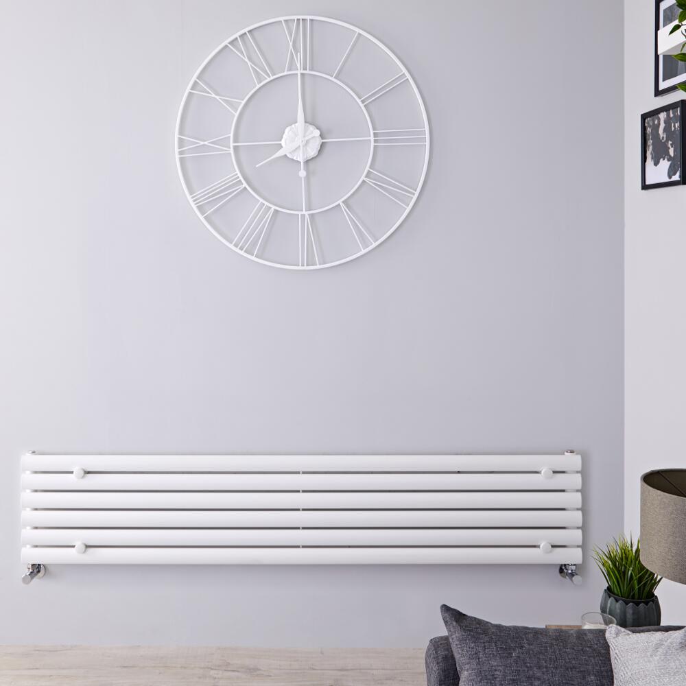Radiatore di Design Orizzontale - Bianco - 354mm x 1780mm x 56mm - 888 Watt - Revive