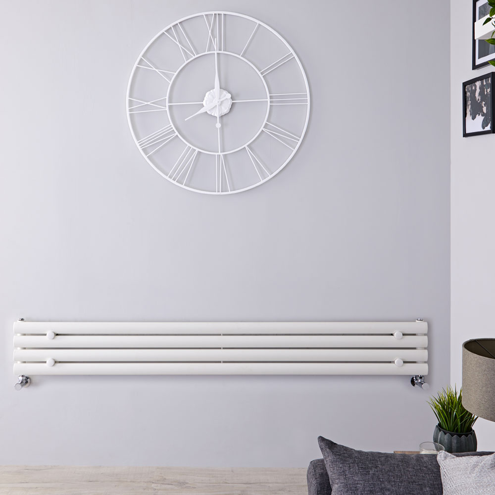 Radiatore di Design Orizzontale - Bianco - 236mm x 1780mm x 55mm - 647 Watt - Revive