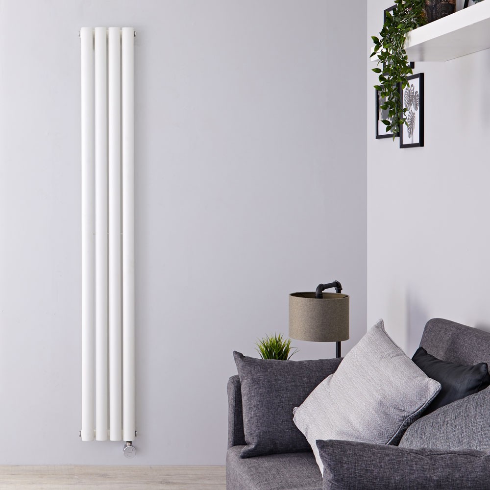 Radiatore di Design Elettrico Verticale - Bianco - 1780mm x 236mm x 56mm - Elemento Termostatico 800W - Revive