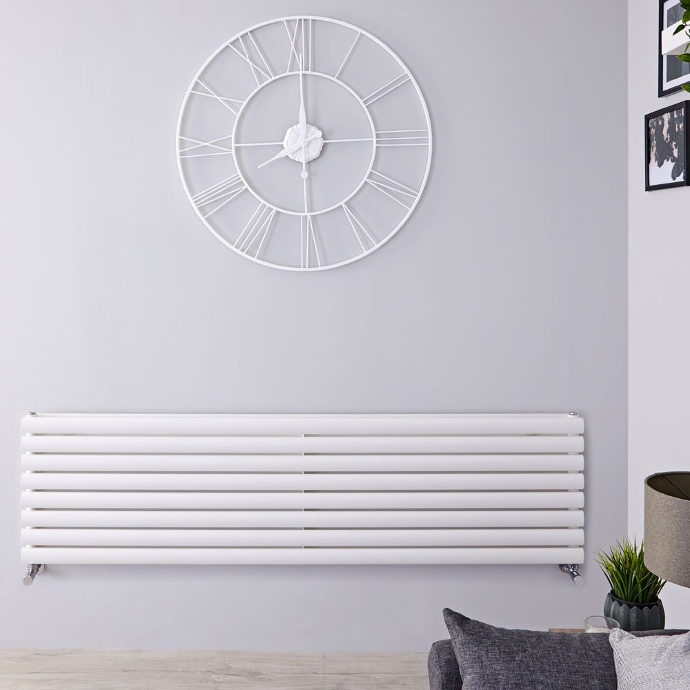 Radiatore di Design Orizzontale Doppio - Bianco - 472mm x 1780mm x 78mm - 1798 Watt - Revive