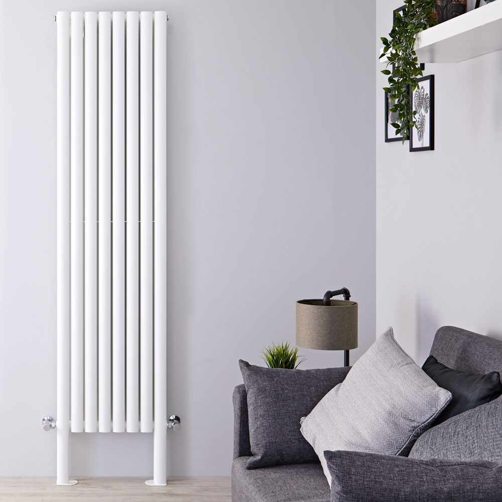 Radiatore di Design Verticale Doppio con Piedini di Supporto - Bianco - 2000mm x 472mm x 78mm - 1868 Watt - Revive Plus