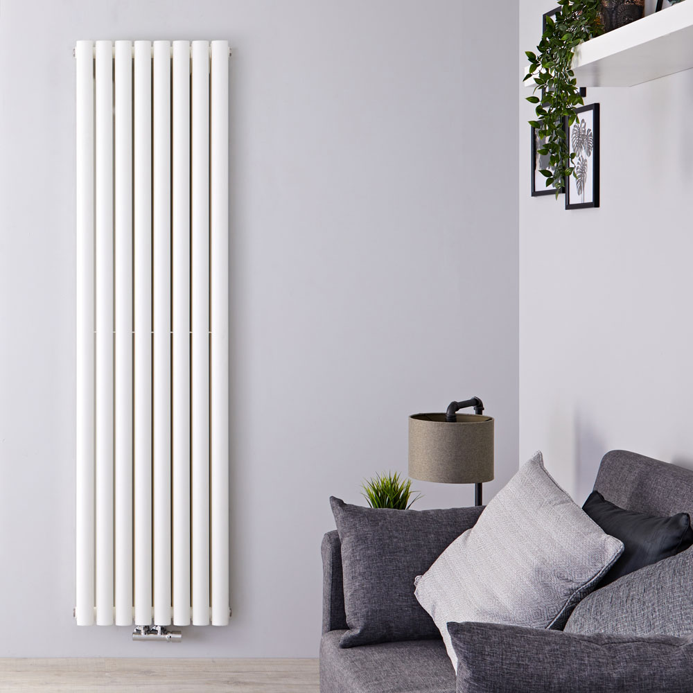 Radiatore di Design Verticale Doppio con Attacco Centrale - Bianco - 1780mm x 472mm x 78mm - 1735 Watt - Revive Caldae