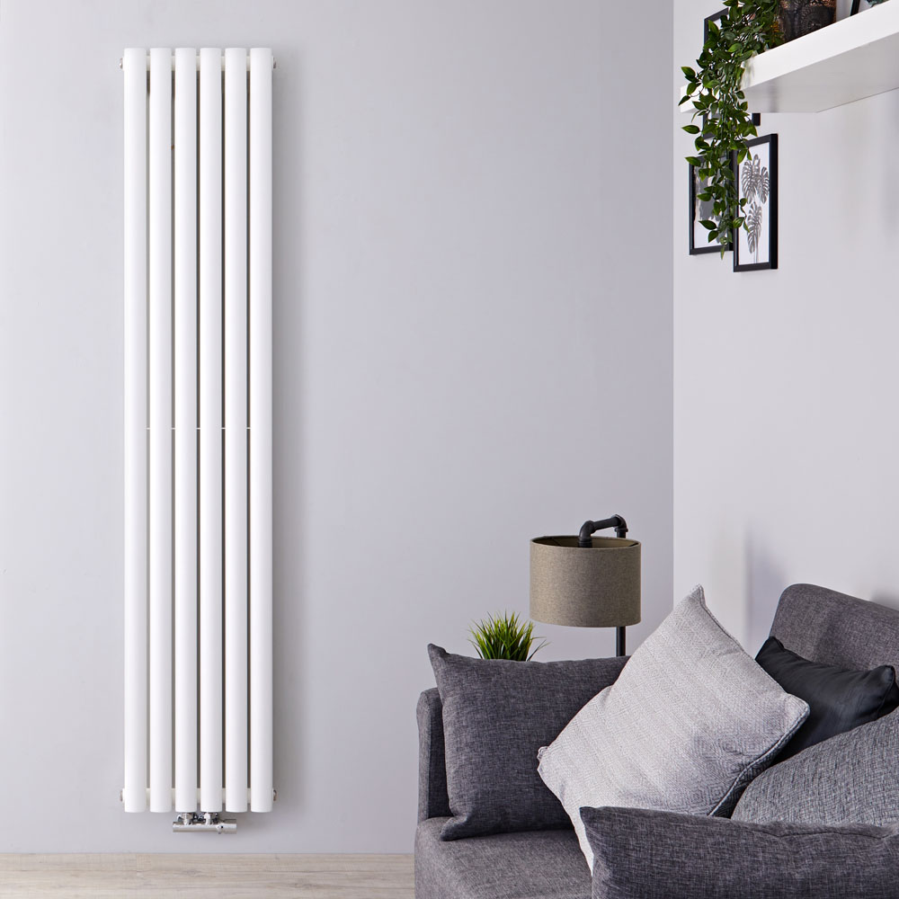 Radiatore di Design Verticale Doppio con Attacco Centrale - Bianco - 1780mm x 354mm x 78mm - 1301 Watt - Revive Caldae