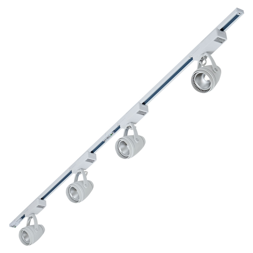 Biard 4 Faretti Spot LED con Binario 12W COB 2 x1m Bianco