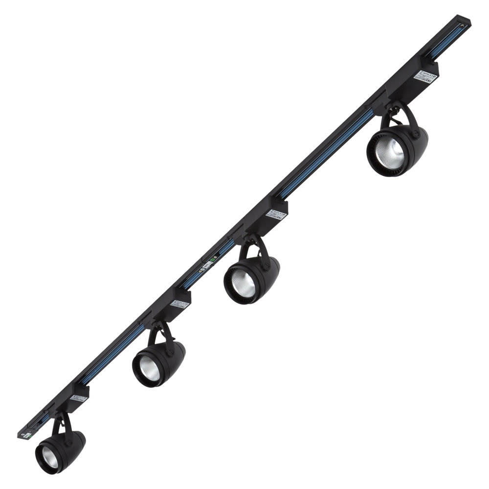 Biard 4 Faretti Spot LED con Binario 12W COB 2 x 1m Nero