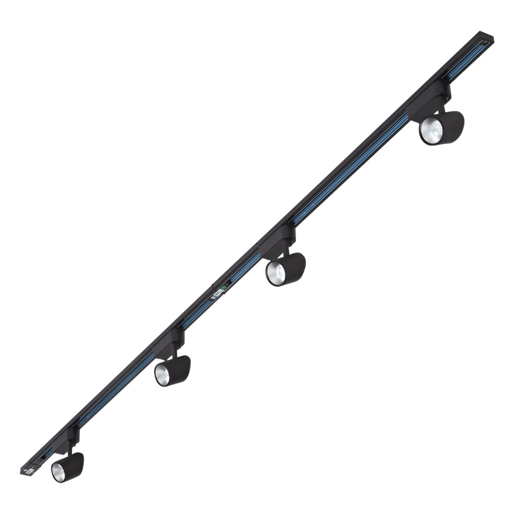 Biard 4 Faretti Spot LED con Binario 7W COB 2x 1m Nero