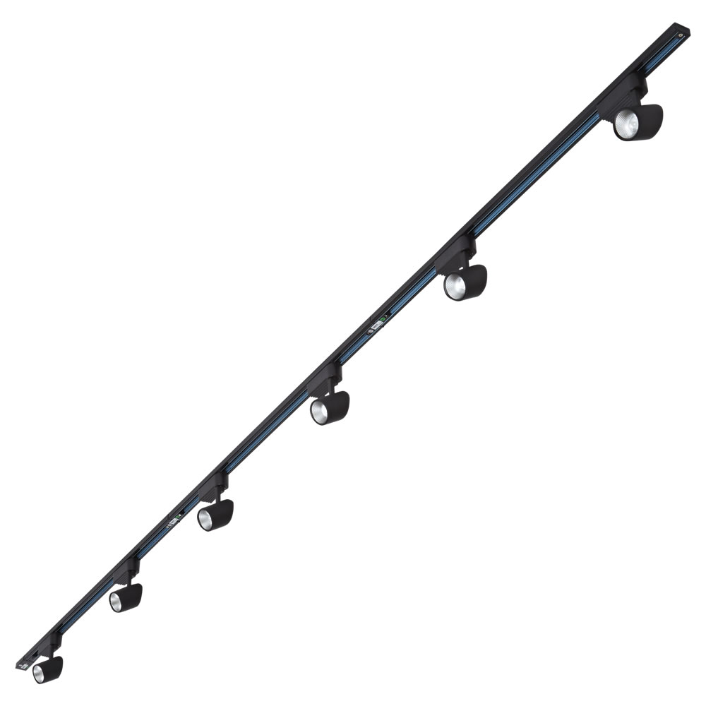 Biard 6 Faretti Spot LED con Binario 7W 3x 1m Nero