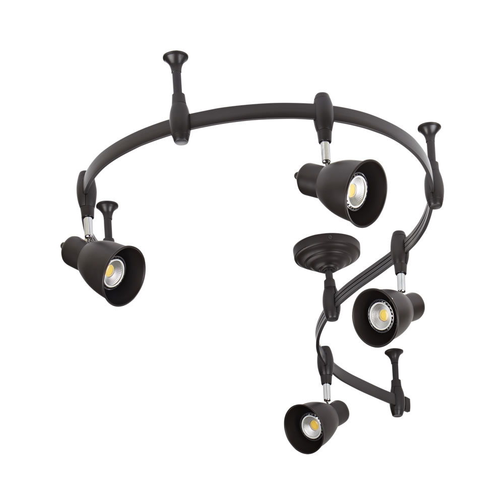 Biard Kit Completo di Binario Flessibile Monofase Nero (2m) e 4 Faretti - Panza