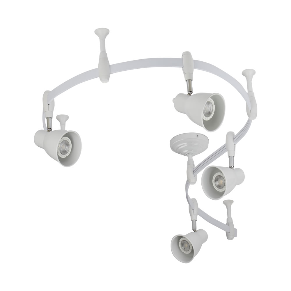Biard Kit Completo di Binario Flessibile Monofase Bianco (2m) e 4 Faretti - Panza