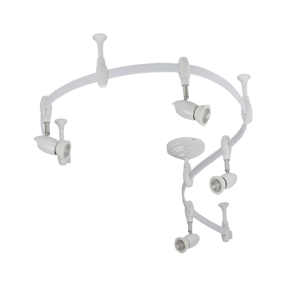 Biard Kit Completo di Binario Flessibile Bianco (2m) e 4 Faretti - Forio