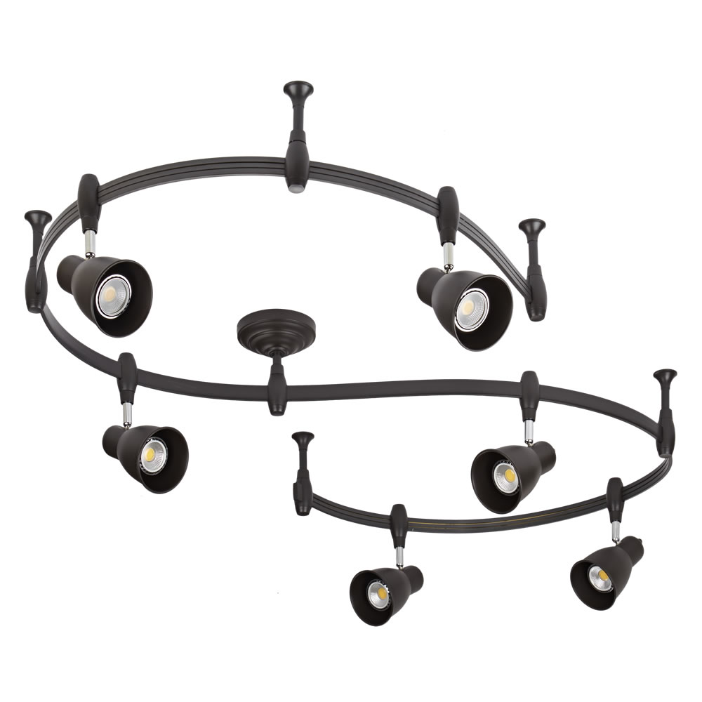 Biard Kit Completo di Binario Flessibile Monofase Nero (3m) e 6 Faretti - Panza