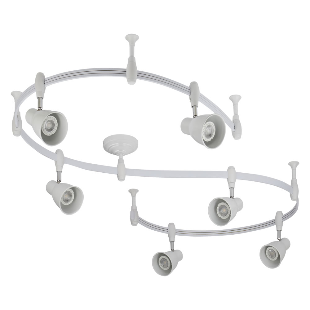 Biard Kit Completo di Binario Flessibile Monofase Bianco (3m) e 6 Faretti - Panza