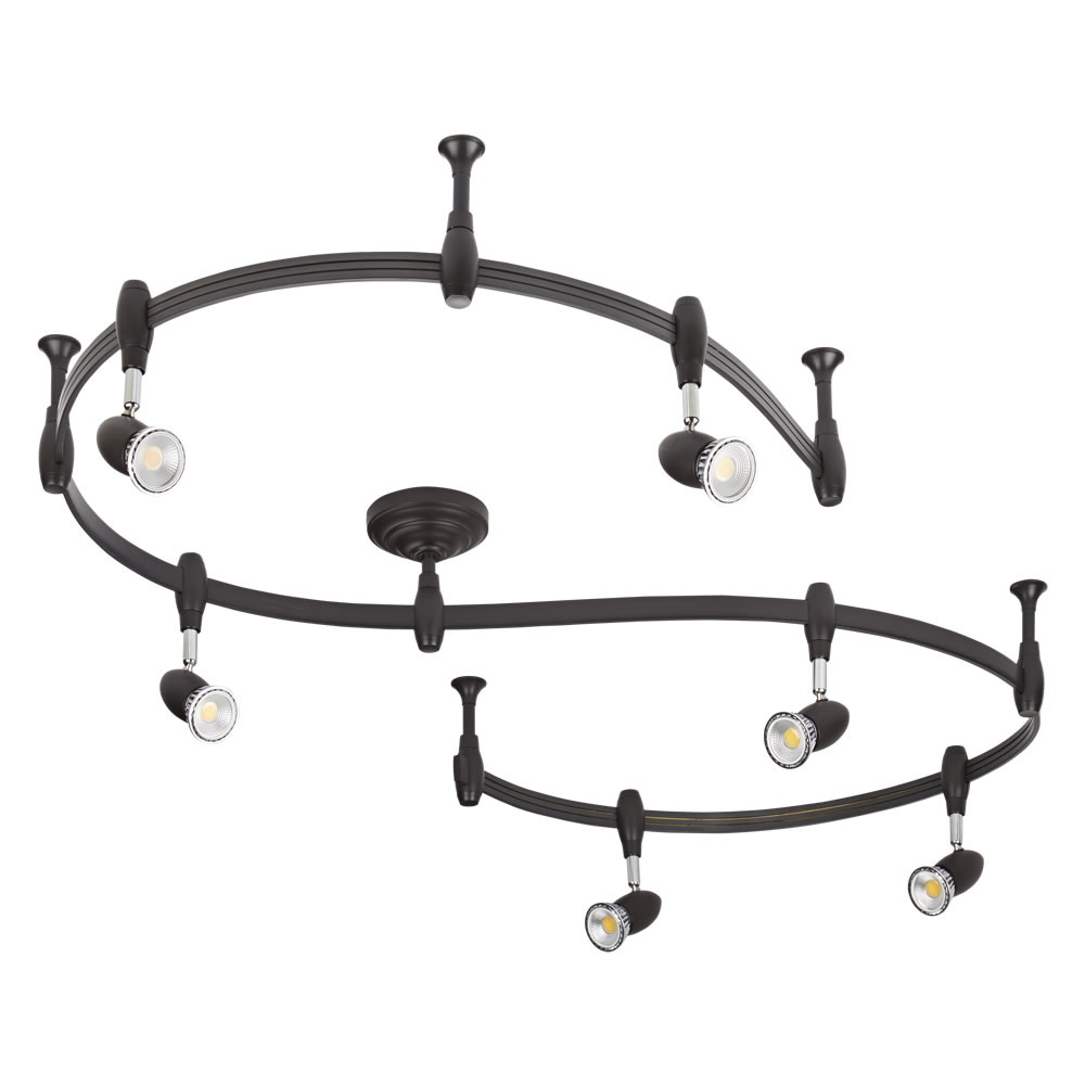 Biard Kit Completo di Binario Flessibile Nero (3m) e 6 Faretti - Forio
