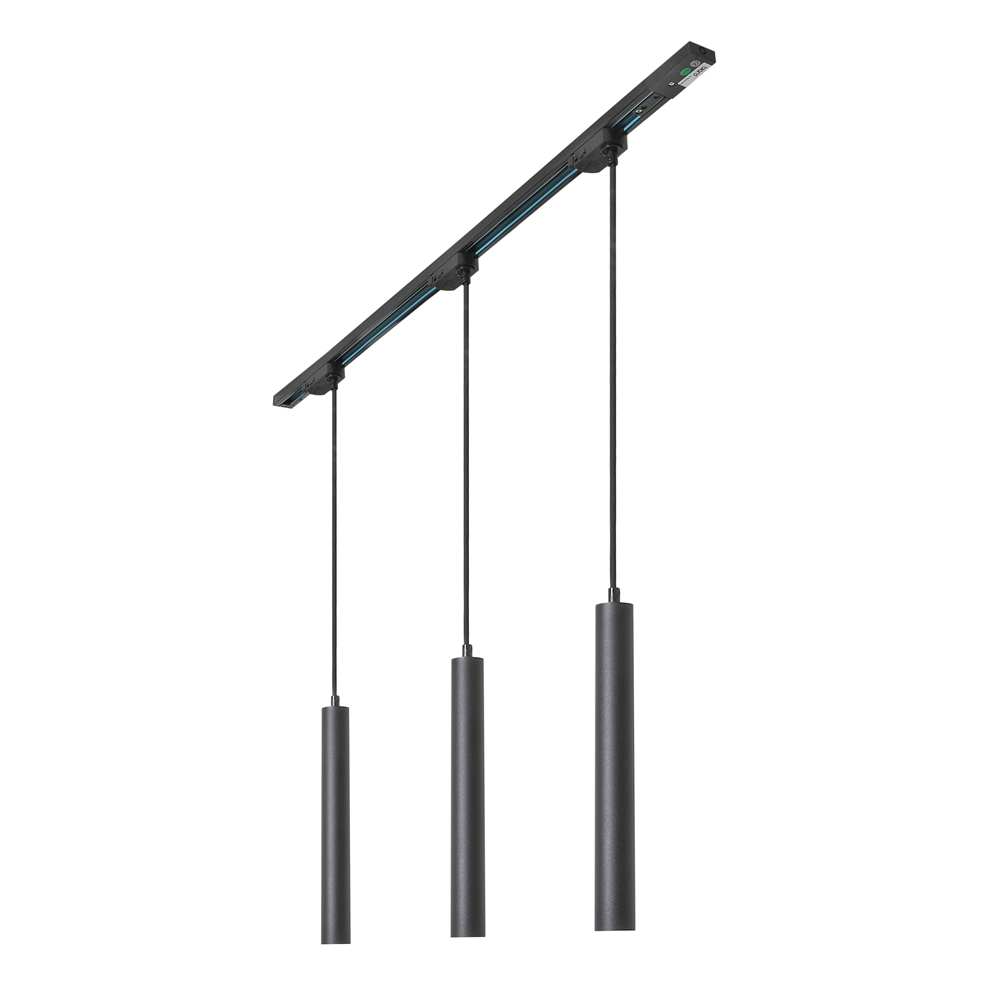 Kit Completo di Binario Nero con 3 Lampade a Sospensione 5W - Liv