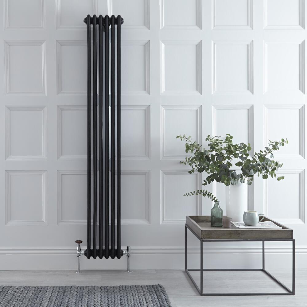 Radiatore di Design Verticale a 3 Colonne Tradizionale - Nero - 1800mm x 293mm x 100mm - 1169 Watt - Regent