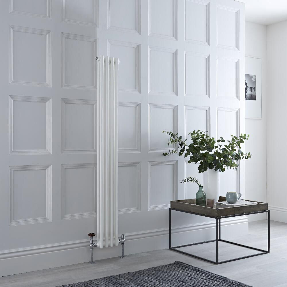 Radiatore di Design Verticale Doppio Tradizionale - Bianco - 1500mm x 200mm x 68mm - 548 Watt - Regent