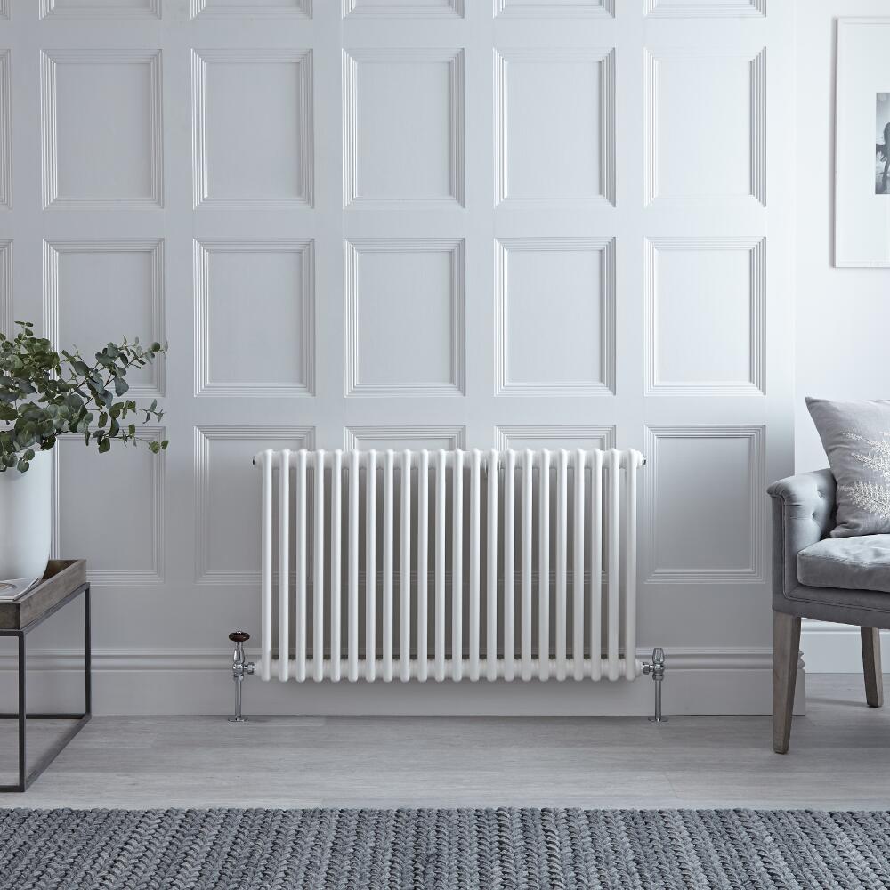 Radiatore di Design Orizzontale Doppio Tradizionale - Bianco - 600mm x 1010mm x 68mm - 1249 Watt - Regent