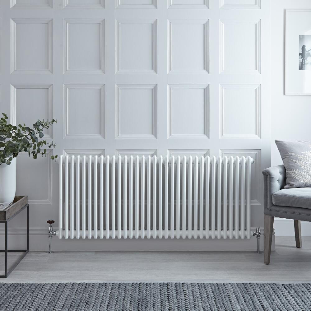 Radiatore di Design Orizzontale Doppio Tradizionale - Bianco - 600mm x 1508mm x 68mm - 1873 Watt - Regent