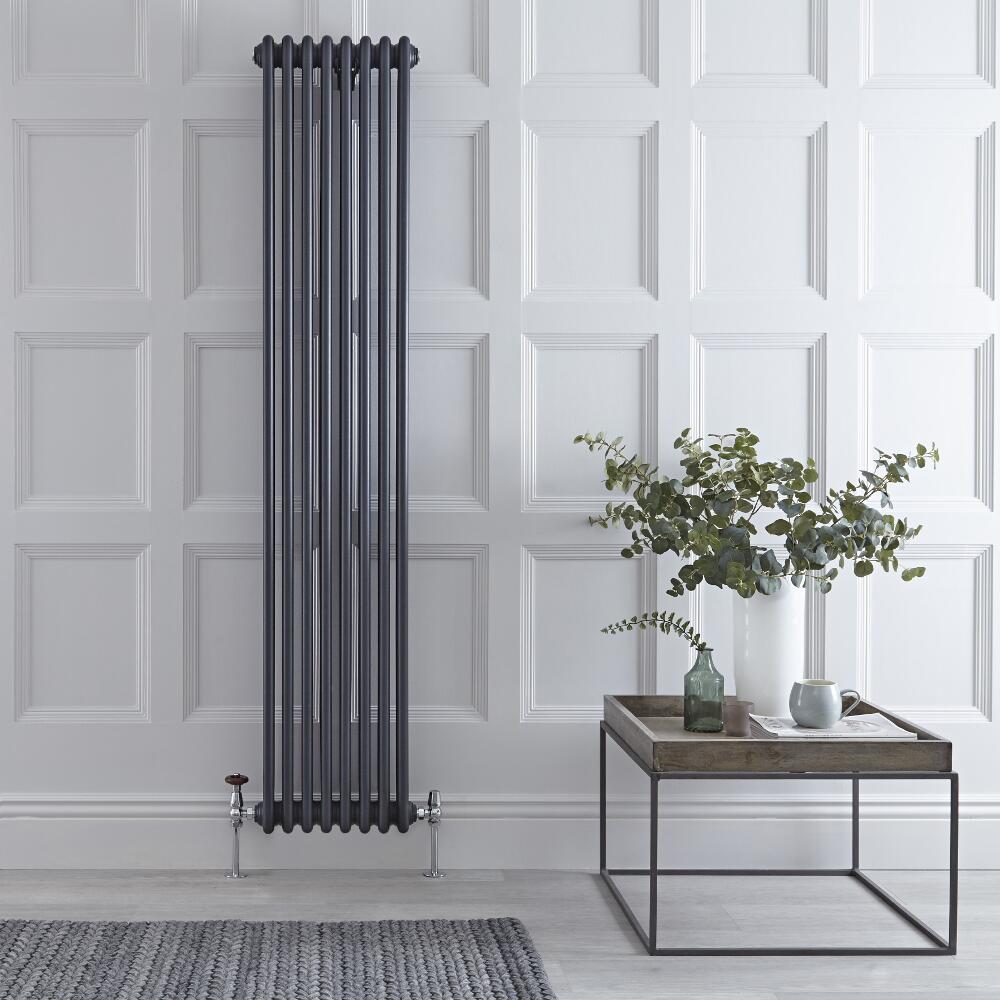 Radiatore di Design Verticale a 3 Colonne Tradizionale - Antracite - 1800mm x 360mm x 100mm - 1737 Watt - Regent