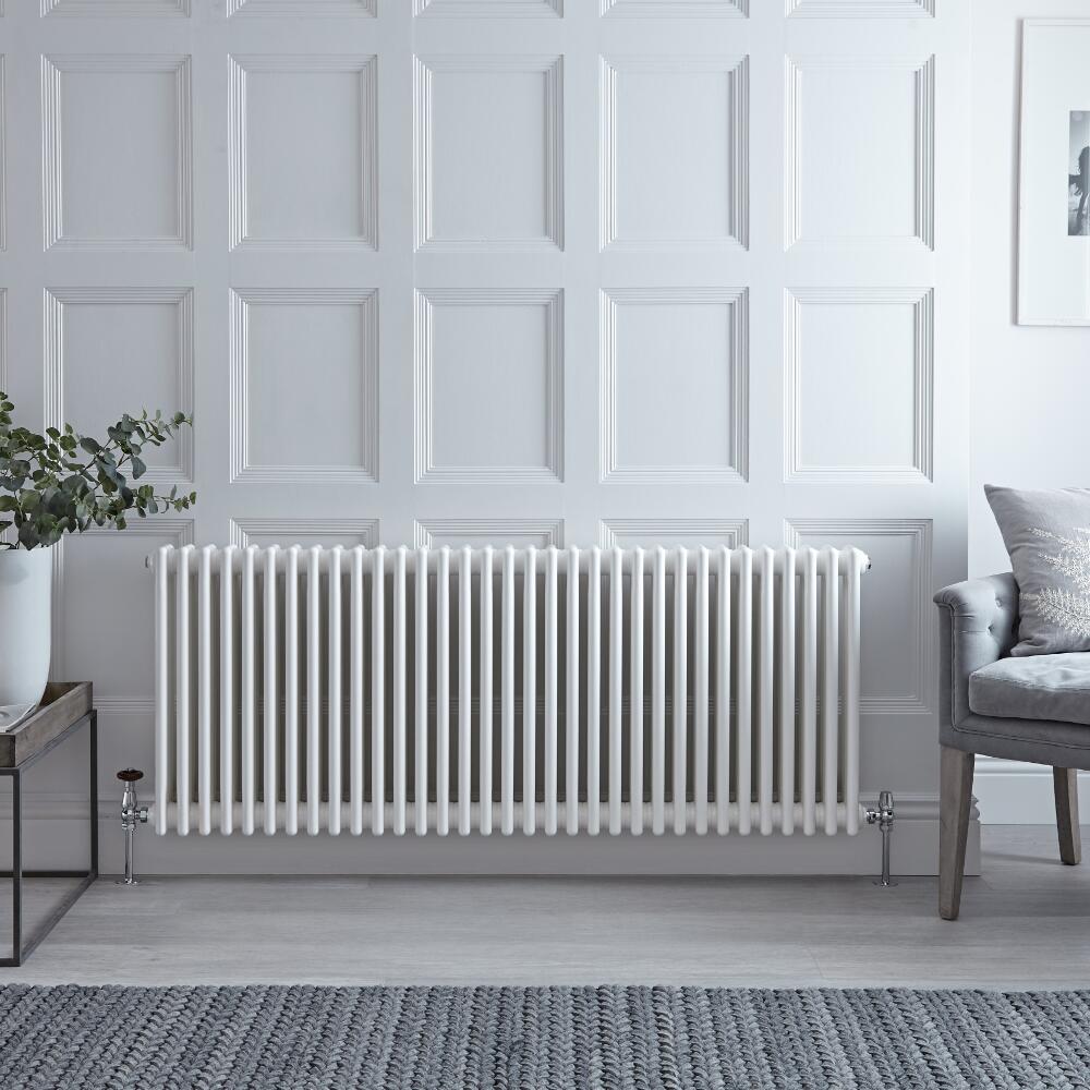 Radiatore di Design Orizzontale a 3 Colonne Tradizionale - Bianco - 600mm x 1505mm x 100mm - 2412 Watt - Regent