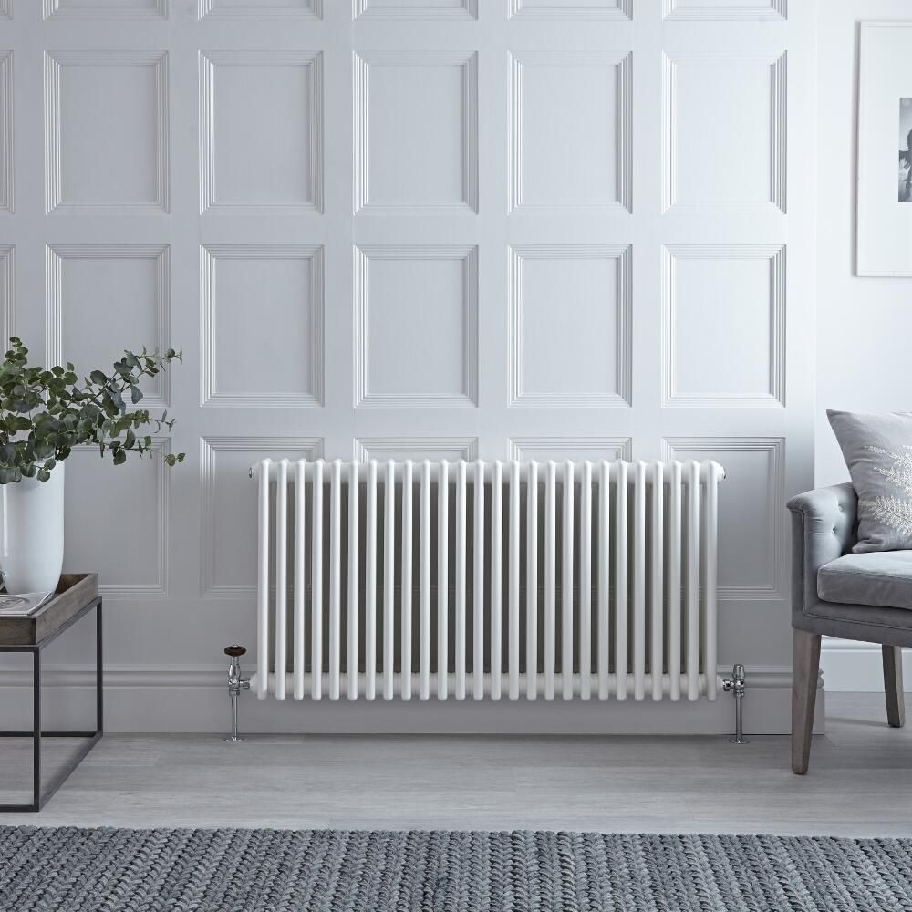 Radiatore di Design Orizzontale a 4 Colonne Tradizionale - Bianco - 600mm x 1170mm x 133mm - 2467 Watt - Regent