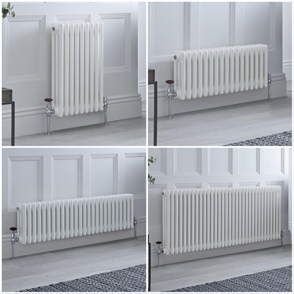 Radiatore Tradizionale Triplo Orizzontale Bianco Windsor - Disponibile in Diverse Misure e Piedini