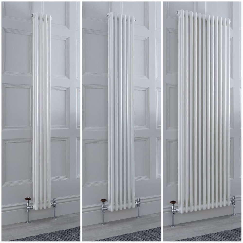 Radiatore Tradizionale Doppio Verticale Bianco Windsor - Disponibile in Diverse Misure e Piedini