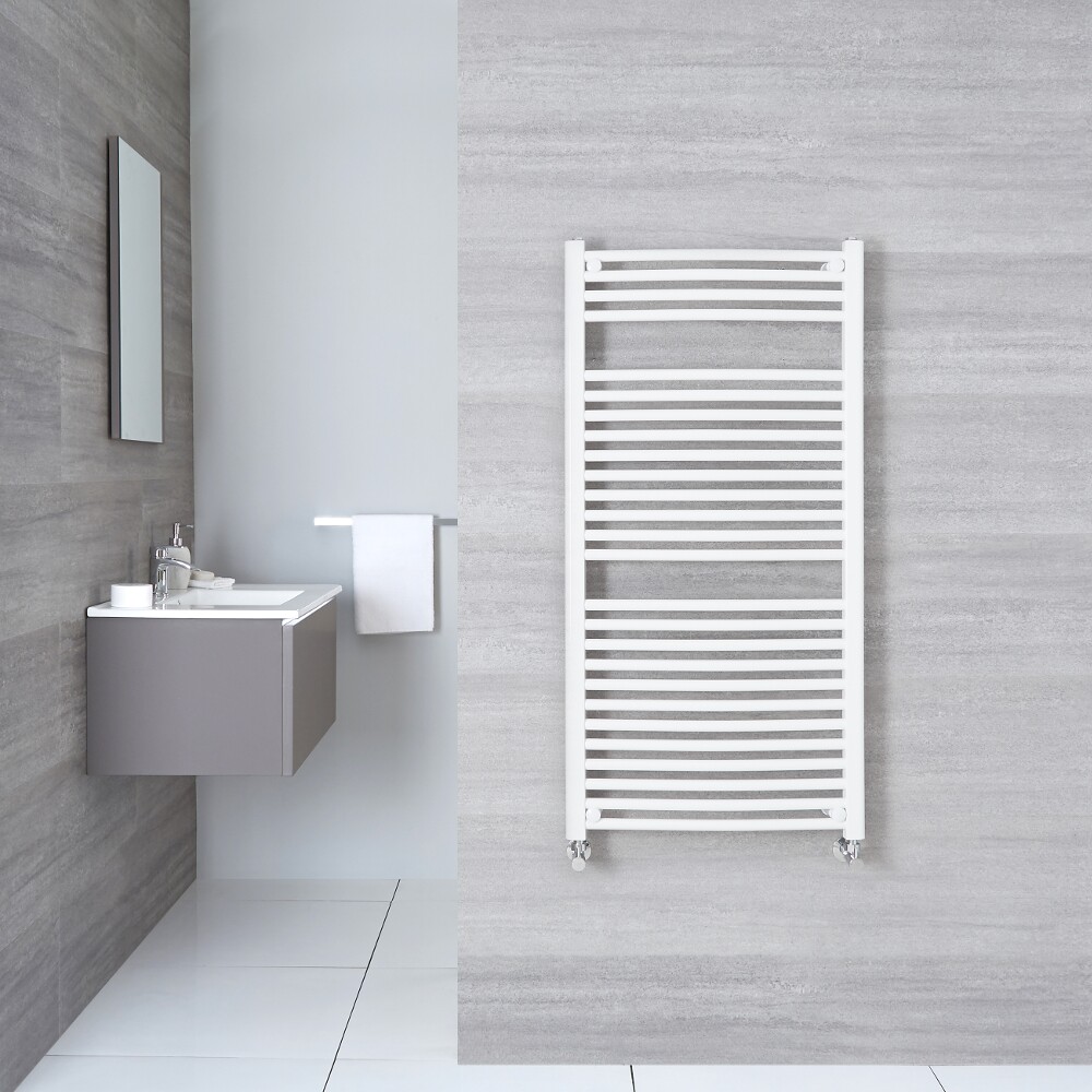Radiatore Scaldasalviette Curvo - Bianco - 1200mm x 500mm x 30mm - 699 Watt - Etna