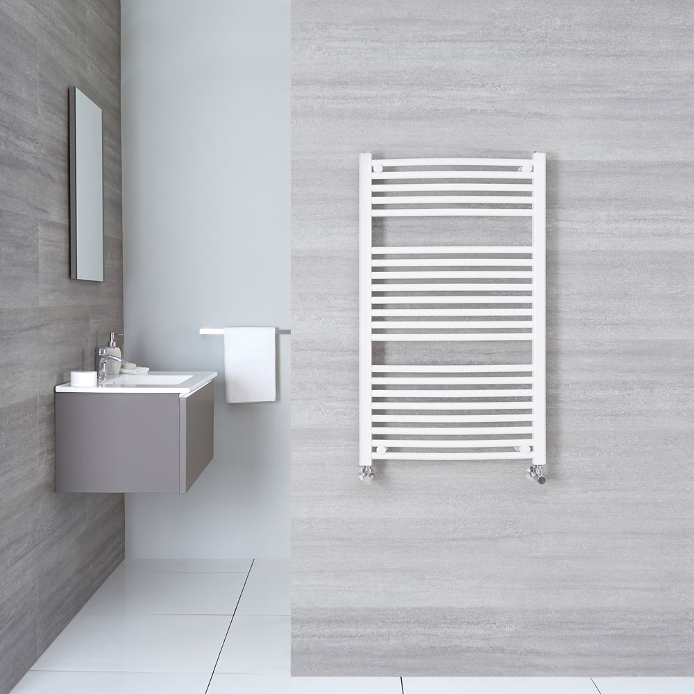 Radiatore Scaldasalviette Curvo - Bianco - 1000mm x 600mm x 52mm - 740 Watt - Etna