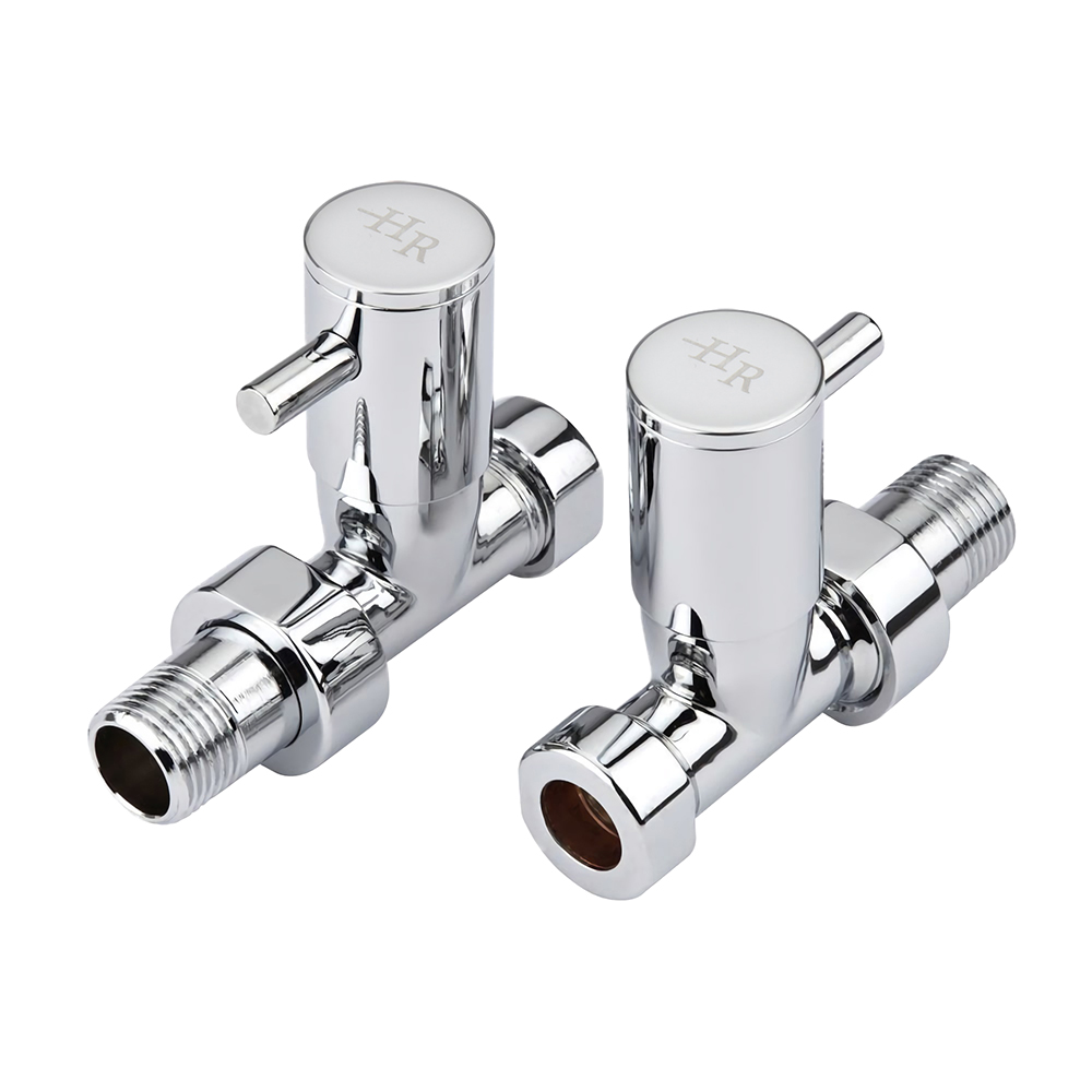 Paio di Valvole Minimaliste Diritte Per Radiatore e Scaldasalviette per Tubi in Rame 15mm