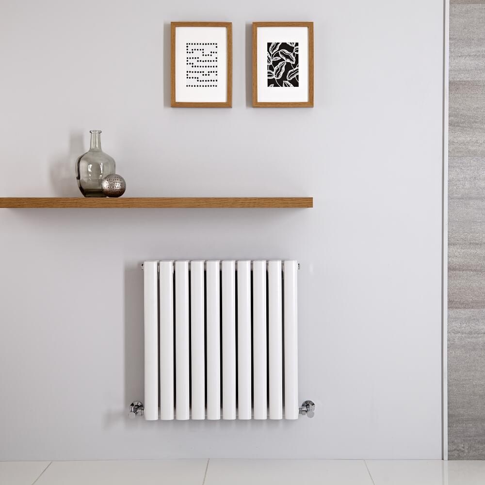 Radiatore di Design Orizzontale Doppio - Bianco - 600mm x 595mm x 78mm - 783 Watt - Revive