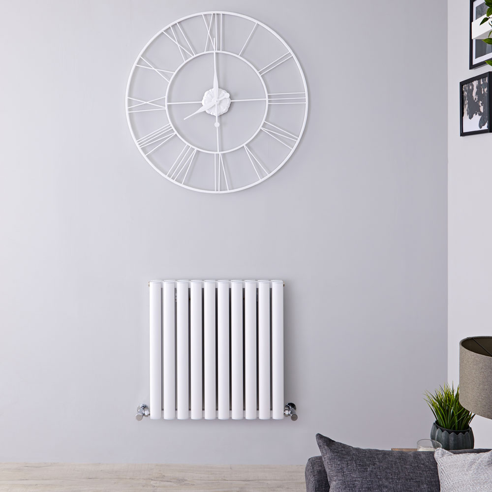 Radiatore di Design Orizzontale Doppio - Bianco - 600mm x 595mm x 78mm - 783 Watt - Revive