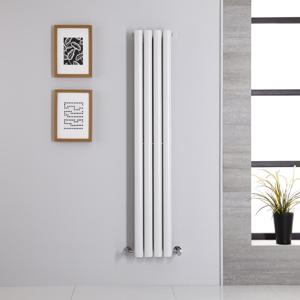 Radiatore di Design Verticale Doppio - Bianco - 1400mm x 236mm x 78mm - 696 Watt - Revive