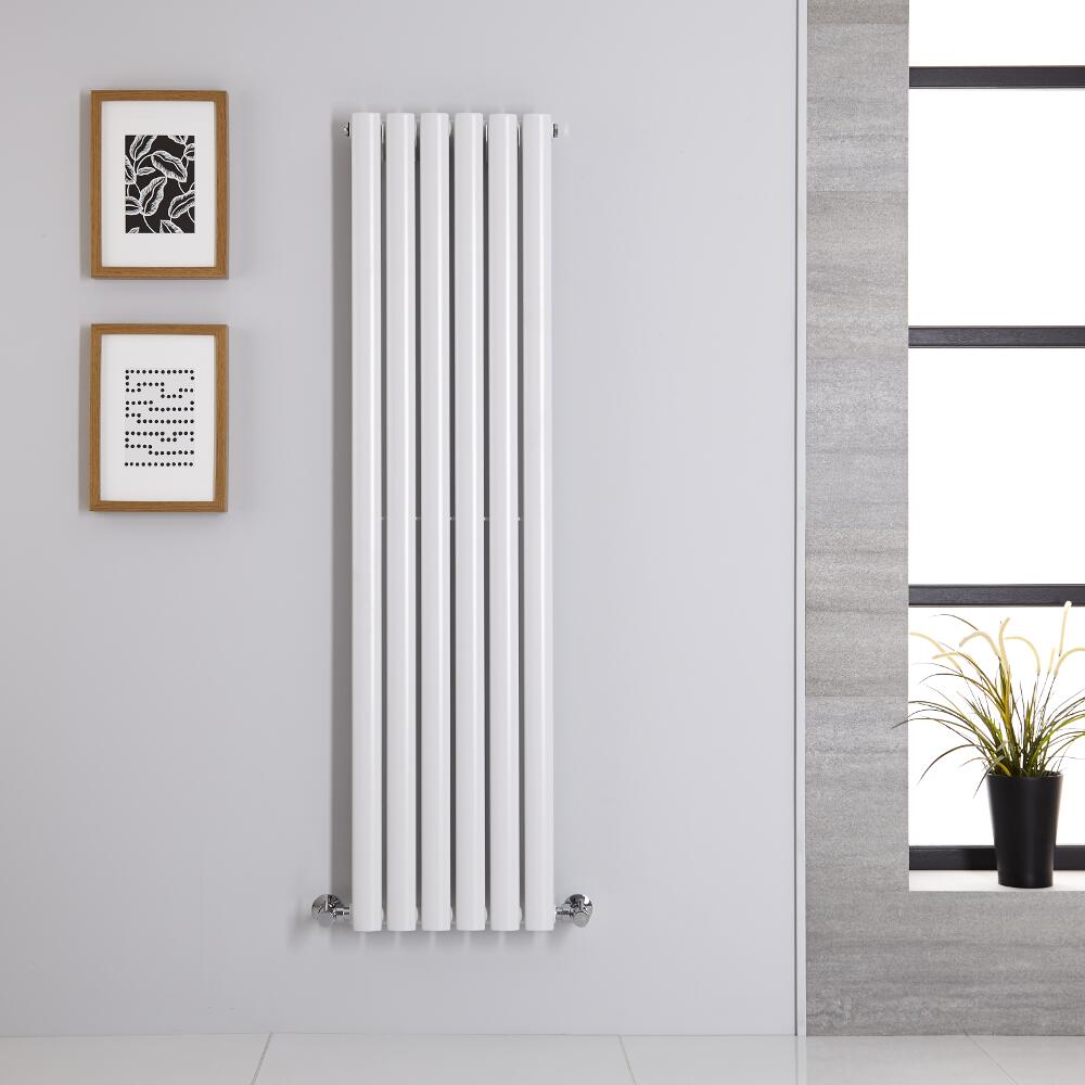 Radiatore di Design Verticale Doppio - Bianco - 1400mm x 354mm x 56mm - 686 Watt - Revive