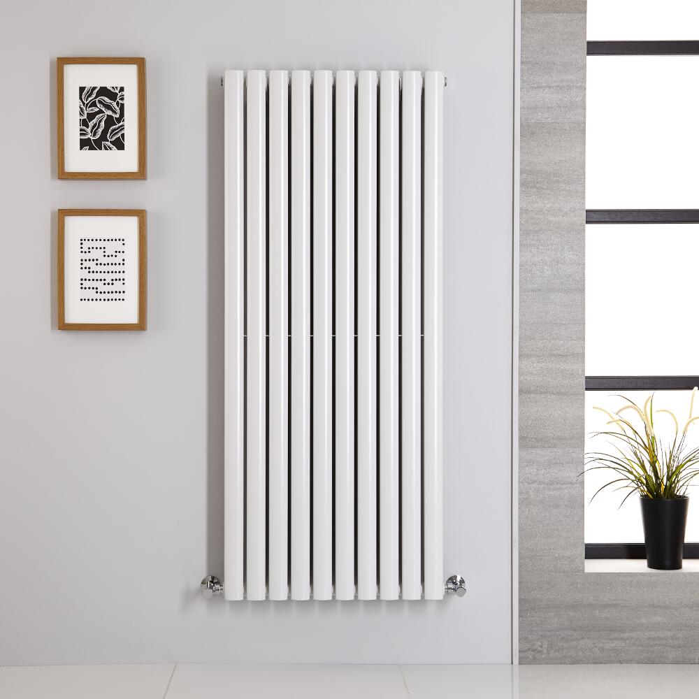 Radiatore di Design Verticale Doppio - Bianco - 1400mm x 590mm x 78mm - 1740 Watt - Revive