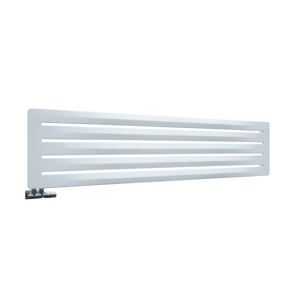 Radiatore di Design Orizzontale con Attacco Centrale - Bianco - 410mm x 1800mm x 11mm - 912 Watt - Leba