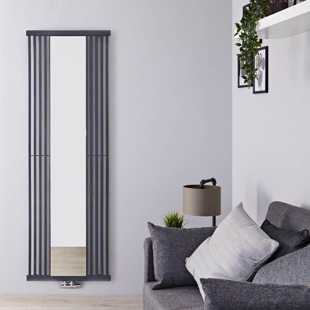 Radiatore di Design Verticale con Attacco Centrale - Con Specchio - Colore Pietra - 1900mm x 640mm x 60mm - 1261 Watt - Lublin